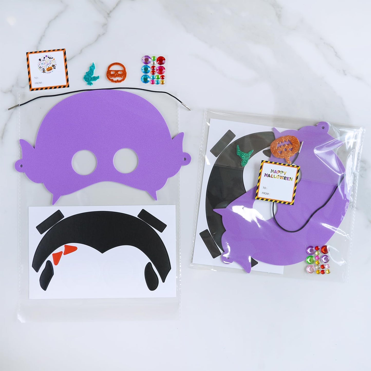 Winlyn 24 Sets Halloween Masks Craft Kits Halloween Face Masks DIY Foam Halloween Party Mask Art Sets Ghost Monster Mummy Face Stickers for Kids Classroom Activities Party Favors Treats