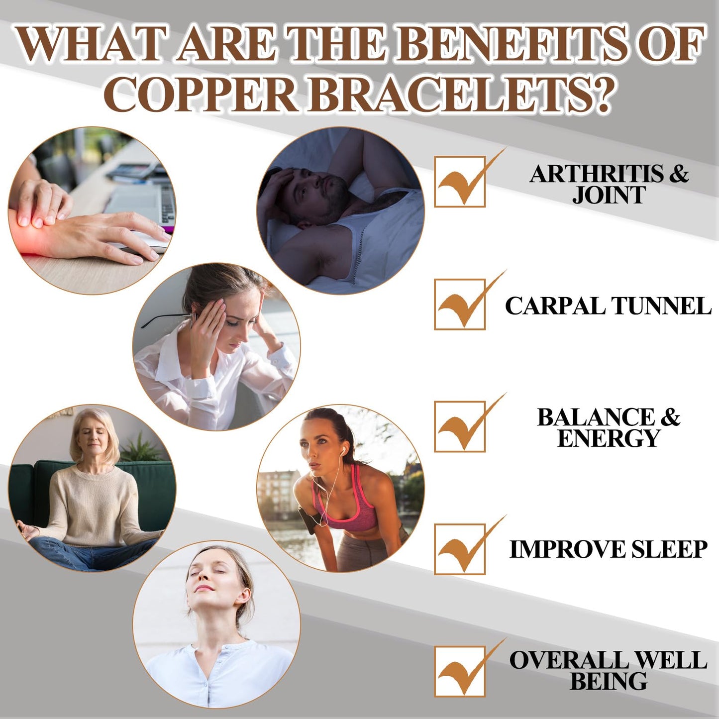 Otuuz 6 Pcs Copper Bracelets for Men Women Copper Cuff Bracelets Adjustable Size Health Jewelry Gift Handmade Uncoated Health Jewelry Gifts(Handmade Hammered Style)