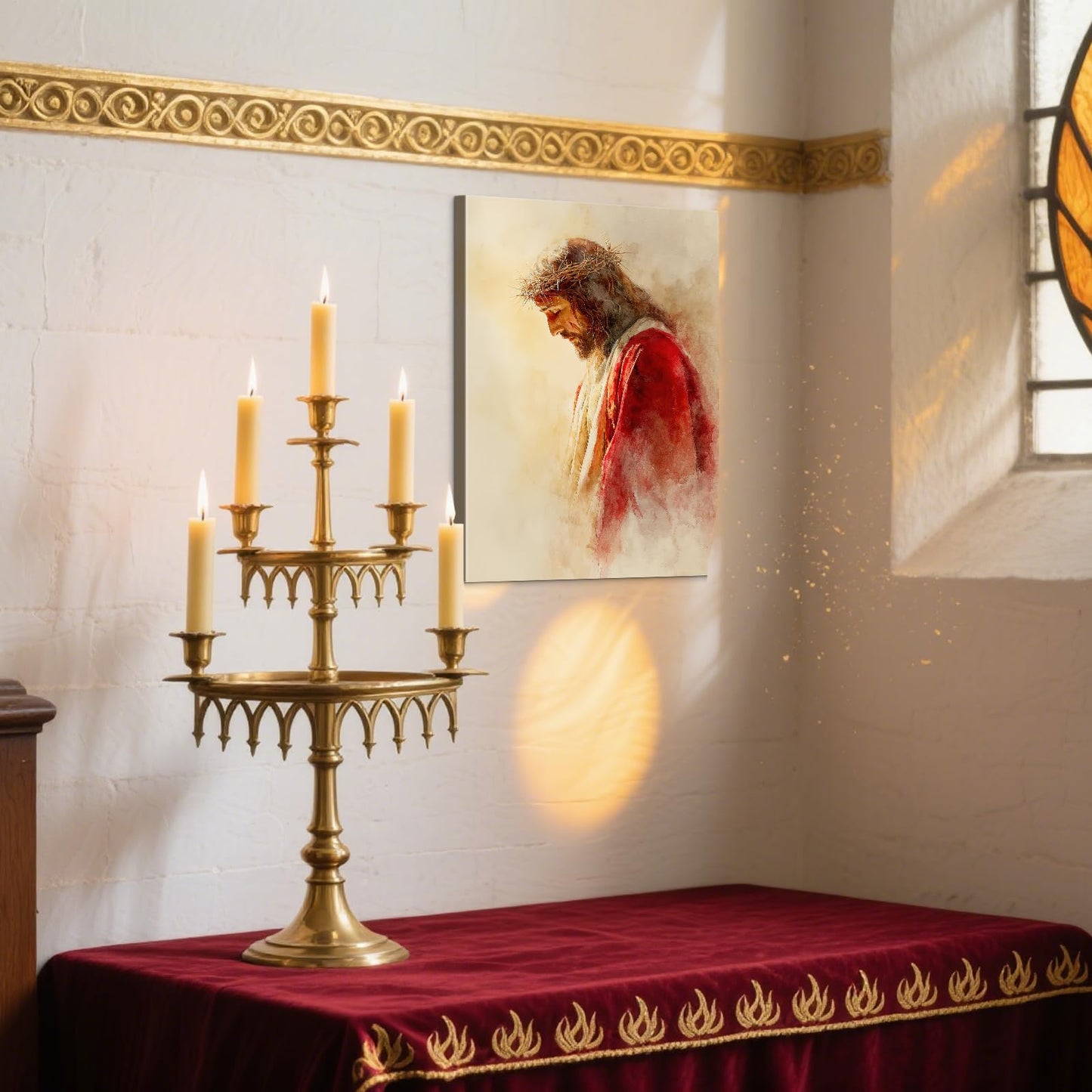 Jesus Crown of Thorns Canvas Wall Art Christian Decor - Religious Wall Decor with Inner Wooden Frame, Lightweight & Easy Hanging, Jesus Painting Posters for Living Church Room & Office, 12x18 Inches
