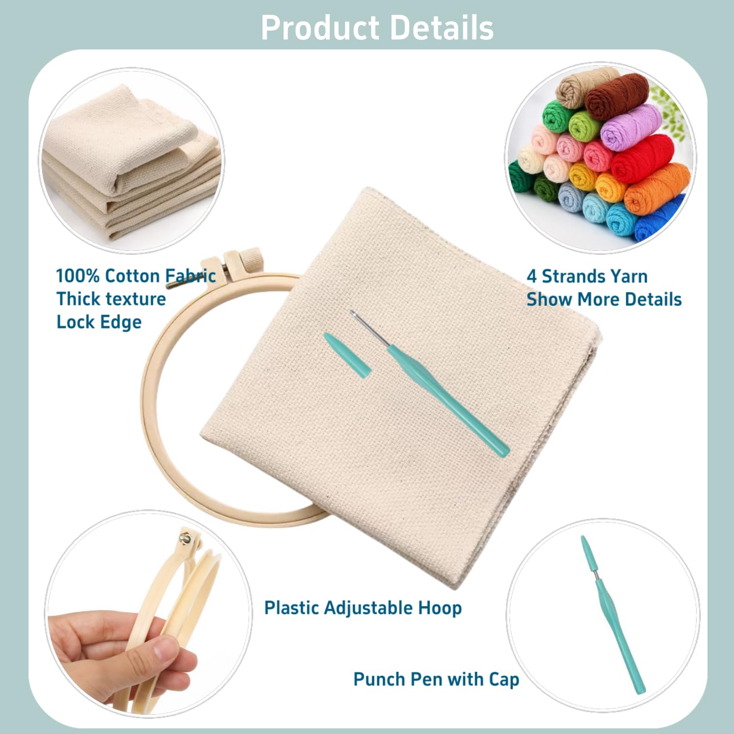 Punch Needle Kits Cute Giraffe Embroidery Starter Set with Hoop Easy for Beginners DIY Stress Relief Handmade Craft Hobby and Home Decor 20x20cm-1