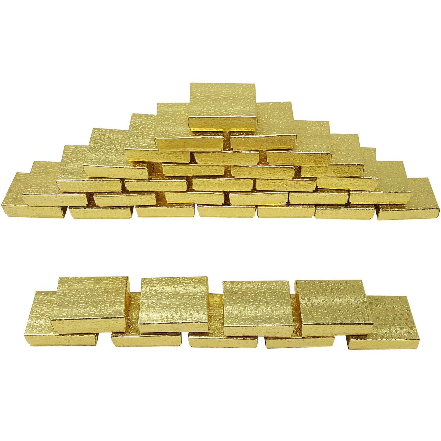 MOOCA 100 Pcs Cotton Filled Cardboard Paper Gold Jewelry Box Gift Case, Number 11, 2 1/8 x 1 5/8 x 3/4 in, Gold Color