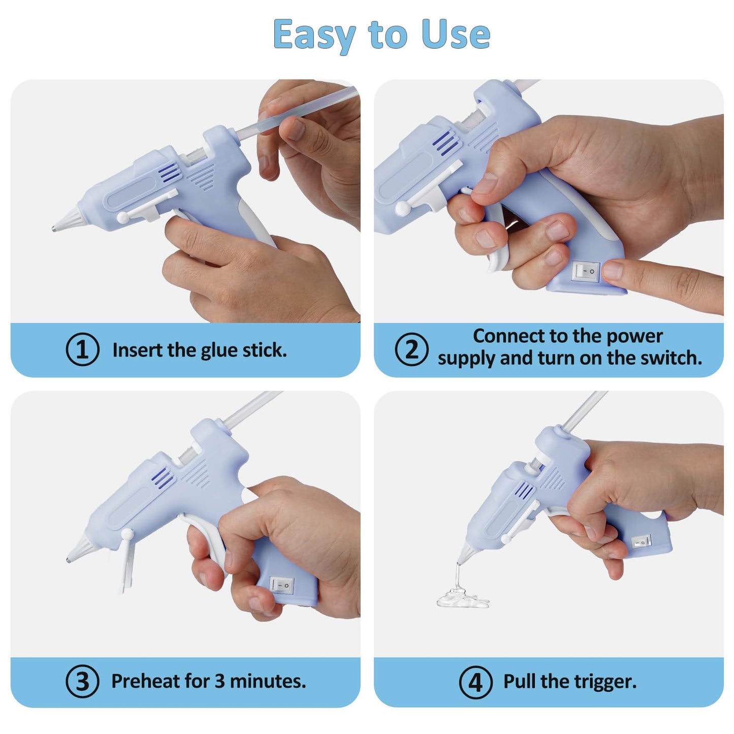 Cordless Hot Glue Gun Glue Gun Fast Preheating Gun Kit with 20 Pcs Sticks USB Rechargeable Cordless Glue Gun for Quick Home Repairs, Arts, Crafts, DIY and Festival Decorations