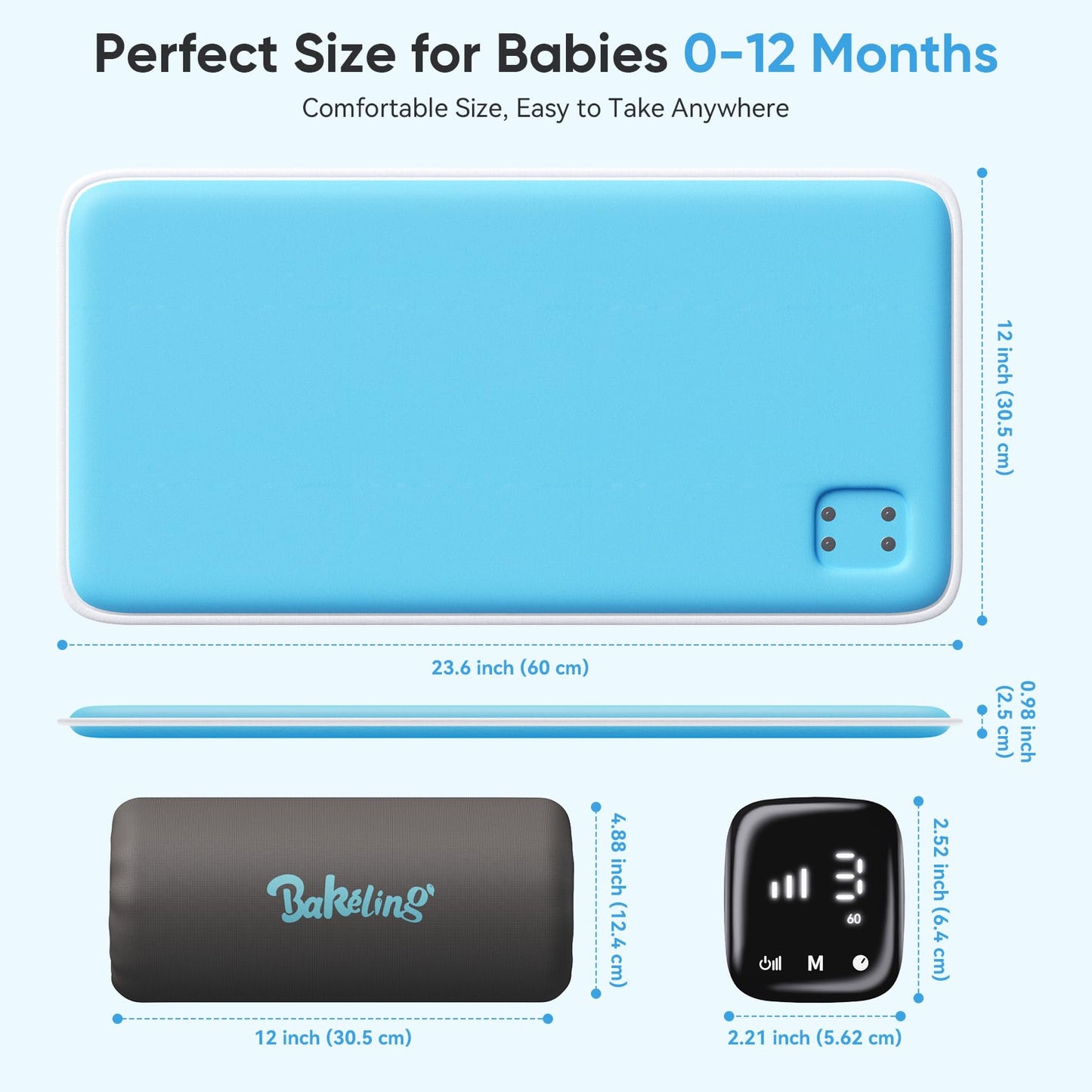 Baby Vibrating Sleep Soother Mat, Vibrating Mattress Pad Sleep Soother, 90 Min Timer, Vibrating Mat for Sleep, Aid to Calm Fussy Newborn for Easier Rest, Infant: 0-12 Months, Lake Blue