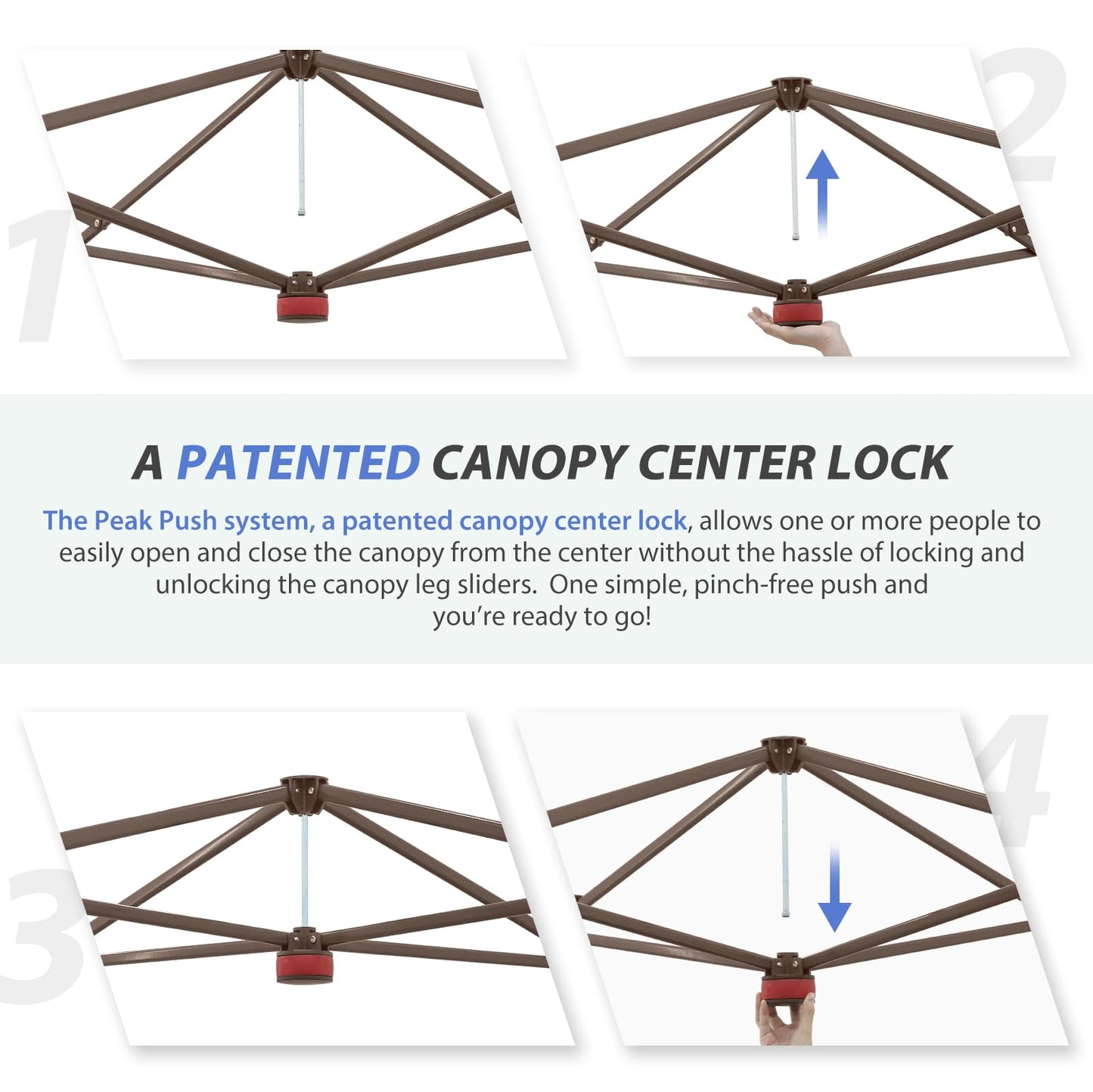 EAGLE PEAK 13x13 Straight Leg Pop Up Canopy Tent Instant Outdoor Canopy Easy Single Person Set up Folding Shelter w/Auto Extending Eaves 169 Square Feet of Shade (Beige)