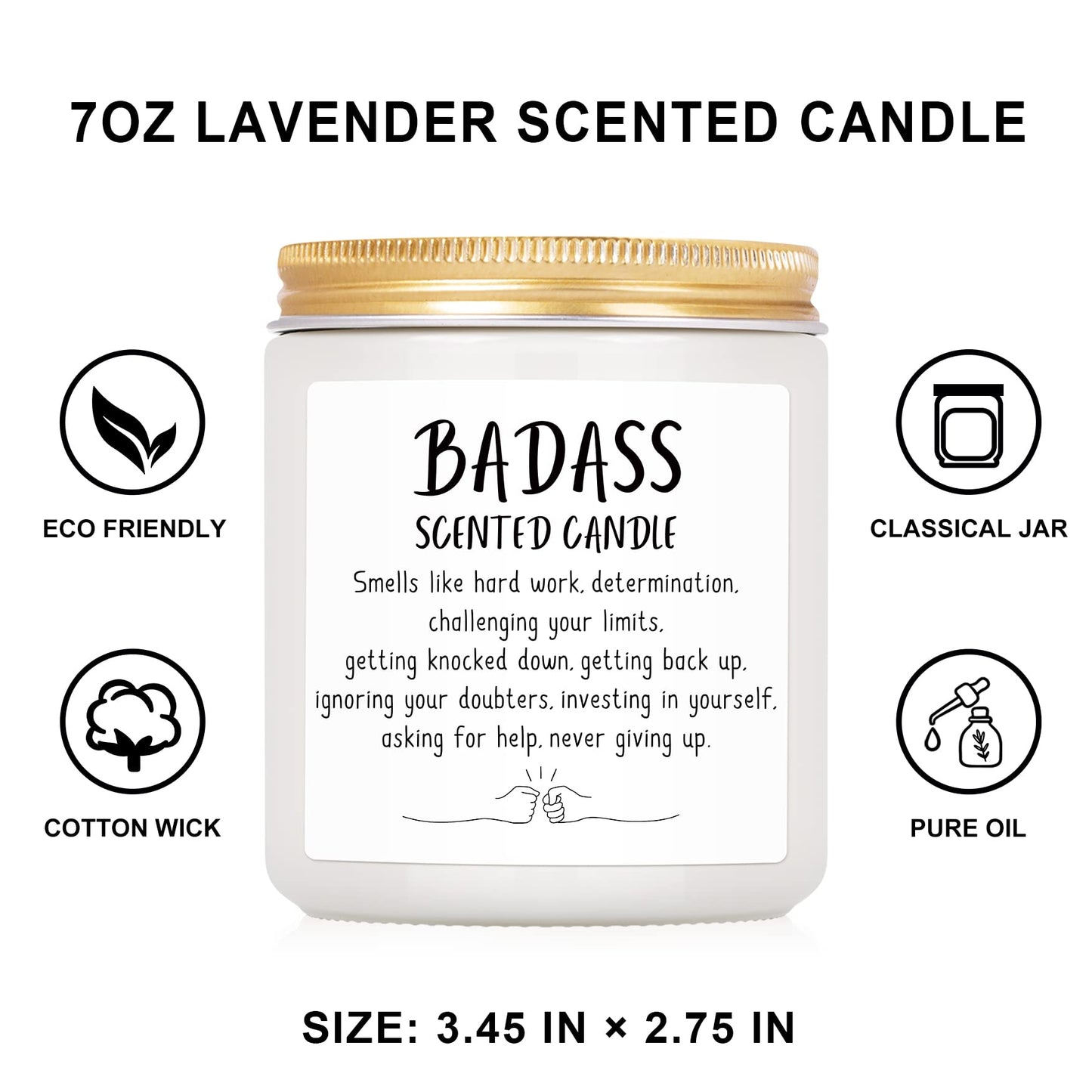 Sinsufur Congratulations Gifts for Women, Inspirationalfor Friends Coworkers, Birthday Christmas for Women - Boss Lady, New Job, Promotion Gift, 7oz Badass Scented Candle