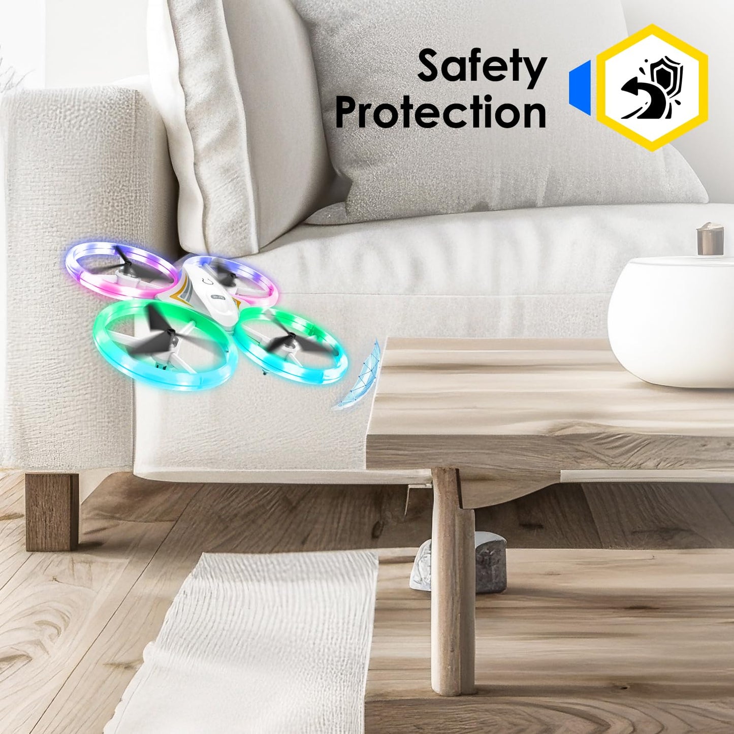 HALIVITA Drones for Kids, RC Drone with Cool Led Lights Mini Remote Control Beginner Drone Indoor Outdoor RC Quadcopter with 3D Flip and 2 Rechargeable Battery Flying Toys Gift for Boys Girls, White