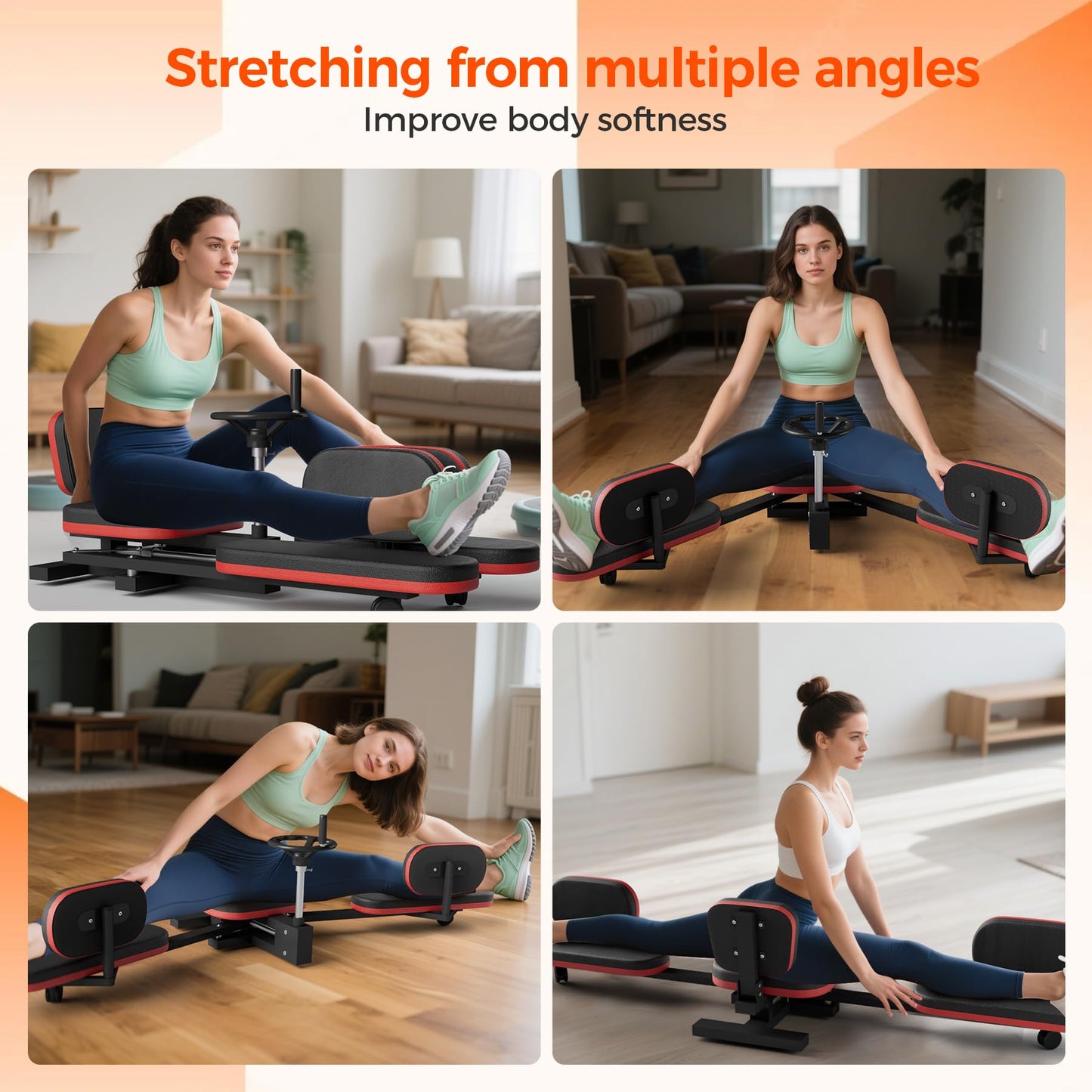 Loyesm 330LBS Heavy Duty Leg Stretcher Machine - Steel Frame Split Trainer with Adjustable Soft Padding, Flexibility Stretching Equipment for Home Gym, Dance & Yoga