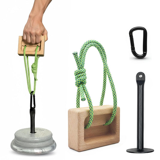 Lights Mountain Portable Climbing Hangboard – Dual Depth Wooden Grip Blocks for Finger Strength, Power, and Forearm Training – Beech Wood Hang Board with Loading Pin and Carabiners