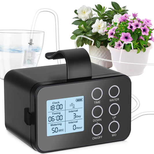 Automatic Plant Waterer Indoor: Drip Irrigation System with Large Display, Easy Programming, Vacation Plant Watering Devices for 15 Potted Plants, New Upgraded Christmas Tree Watering System