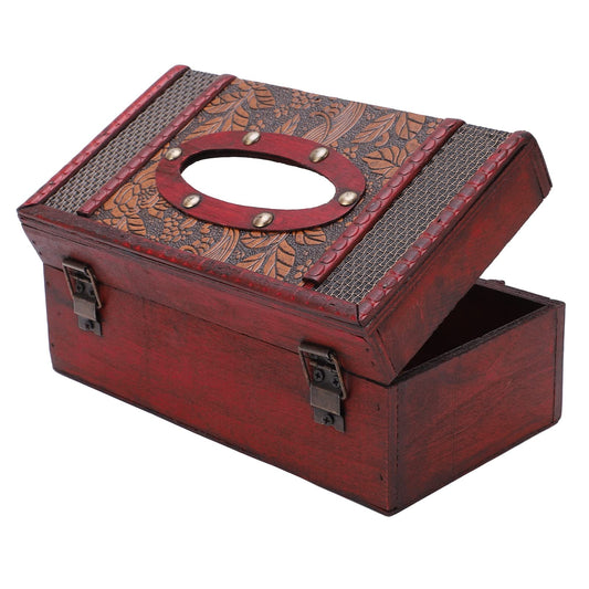Wooden Tissue Box, Vintage Handmade Tissue Box Rectangular Decorative Wood Facial Tissue Holder for Bathroom Living Room Office car Kitchen