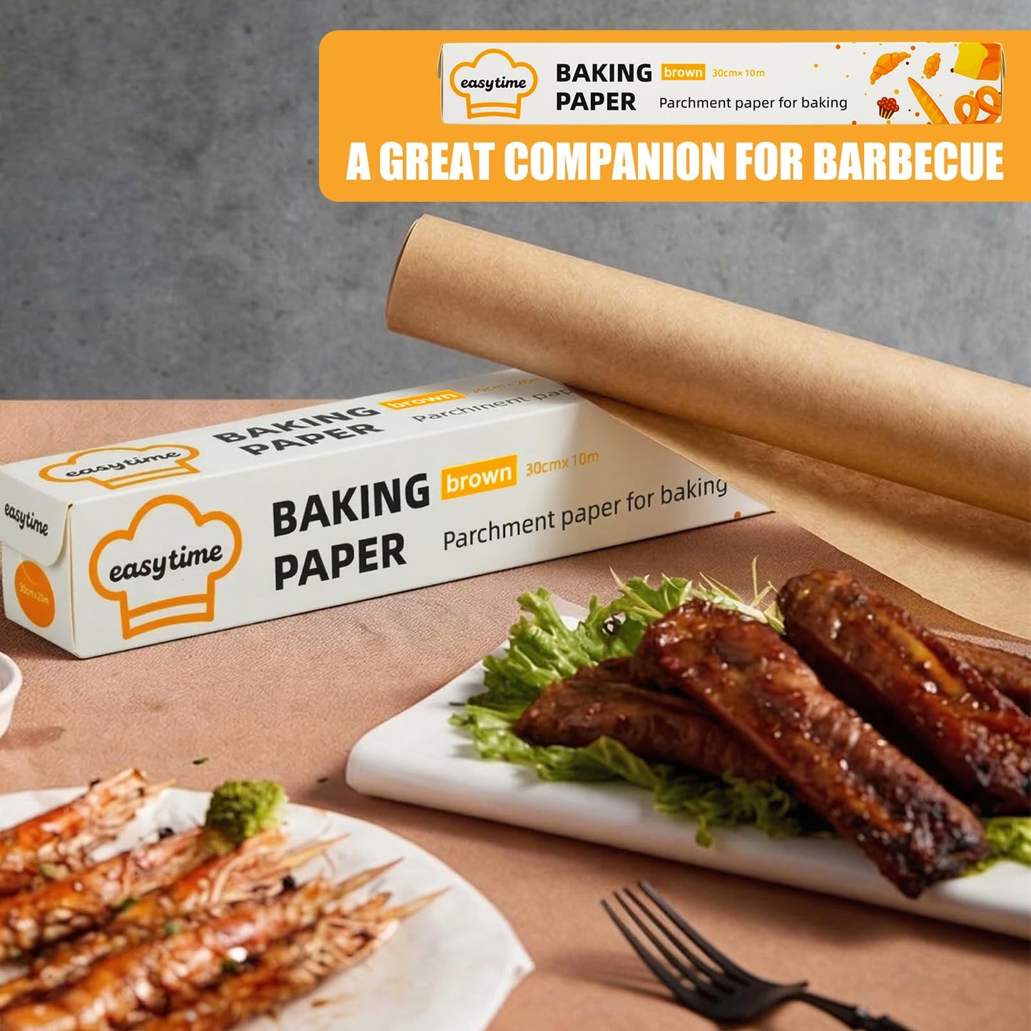 Parchment Paper Roll, 3 Boxes 12"x33ft Air Fryer Paper Liner Total 99′, Parchment Paper for Baking, Non-Stick Baking Paper with Cutter Oil Proof Heat-resistant for Cooking Grilling Steaming Brown
