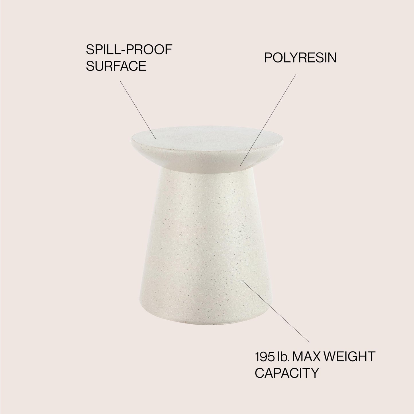JONATHAN Y TBL1108D Hollie 18" Minimalist Modern Drum Indoor/Outdoor Accent Table Pedestal Contemporary, Mid-Century, Art Deco,Bohemian, Patio, Garden, Bathroom, Living Room, Cream Terrazzo Finish
