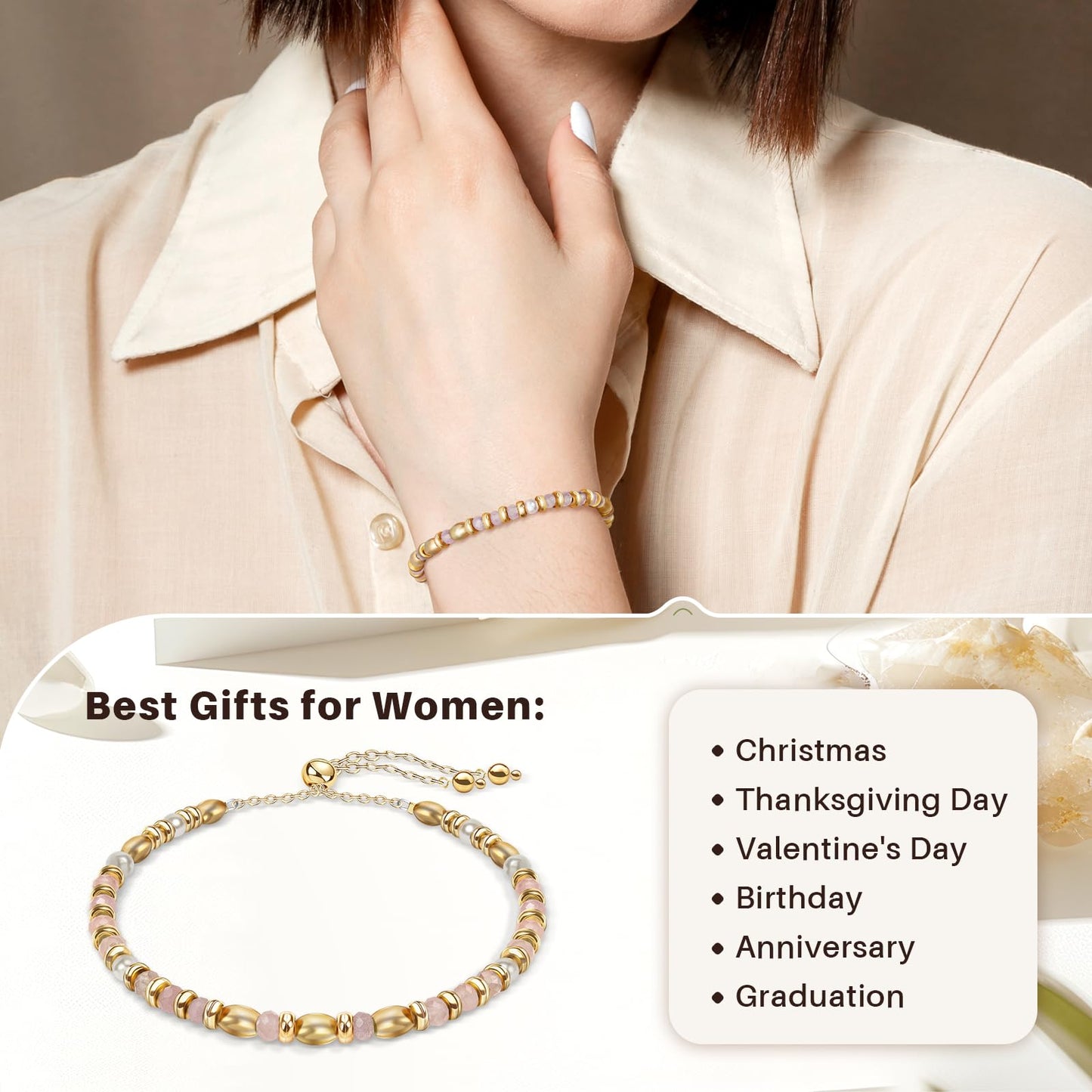AGOT Bracelet Gifts for Women: Healing Natural Stone Bracelets with Positive Affirmations - Get Well Soon Gift for Mom Aunt Daughter Best Friends Sister Birthday Christmas Valentine's Day Graduation Jewelry