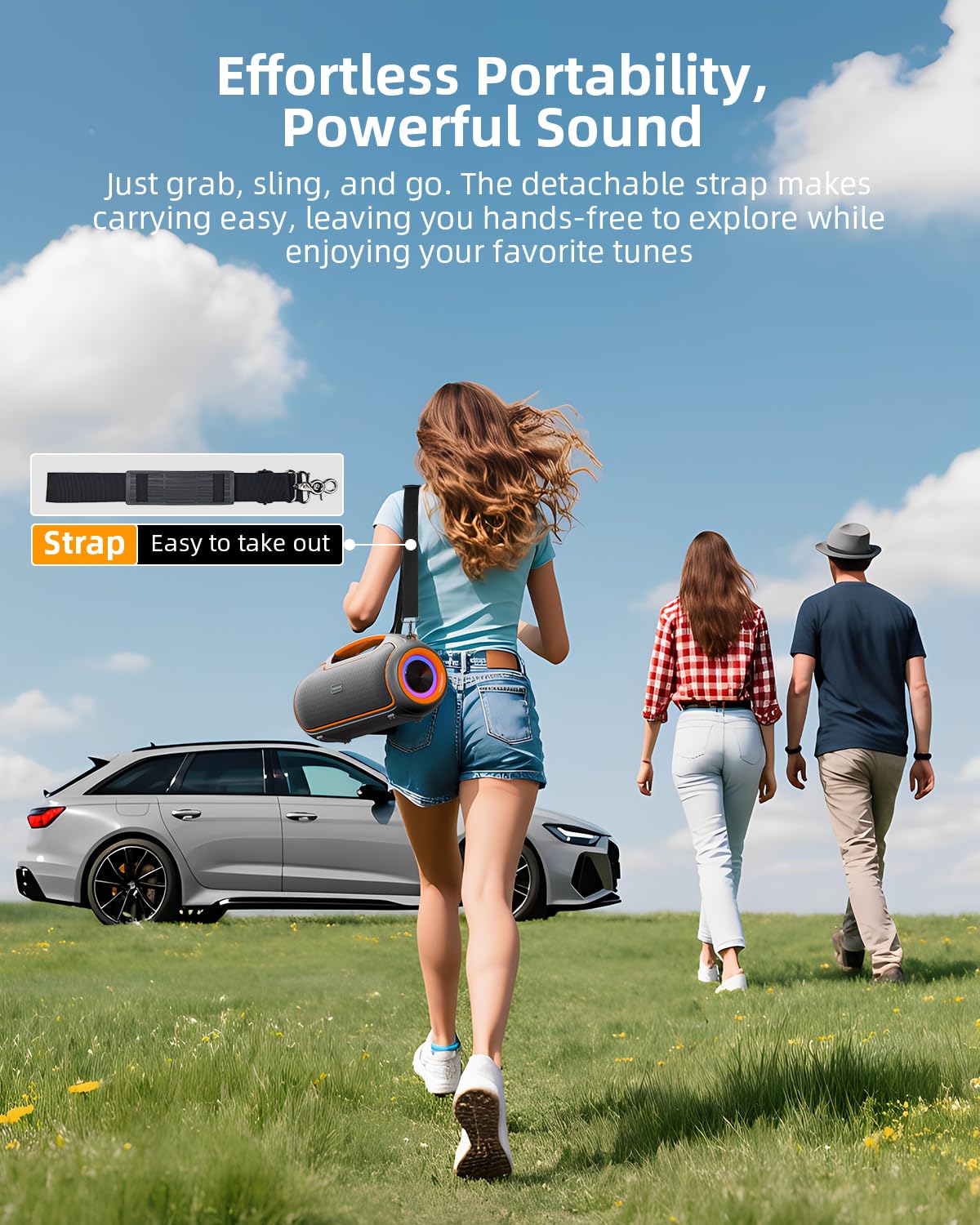 VUOPAX Portable Bluetooth Speakers Wireless Upgrade, 200W Peak Loud Sound/Deep Bass for Party, IP65 Waterproof Outdoor Speaker w/ 2*Subwoofer/2*Tweeter/DSP/Bass Boost/TWS/TF/USB/AUX, 24H Playtime