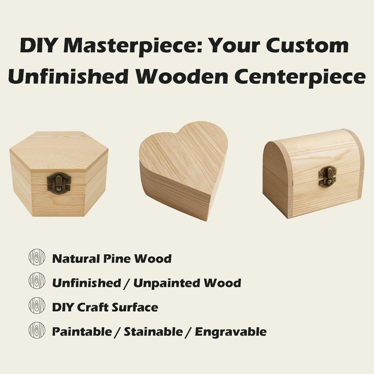 Ami.Todfo Heart-Shaped Unfinished Wooden Box with Lid, Natural Pine Wood DIY Craft Storage Box for Jewelry, Gift, and Valentine's Day Decoration, Unpainted Wooden Keepsake Box, 5.1x5.1x2.8 Inch