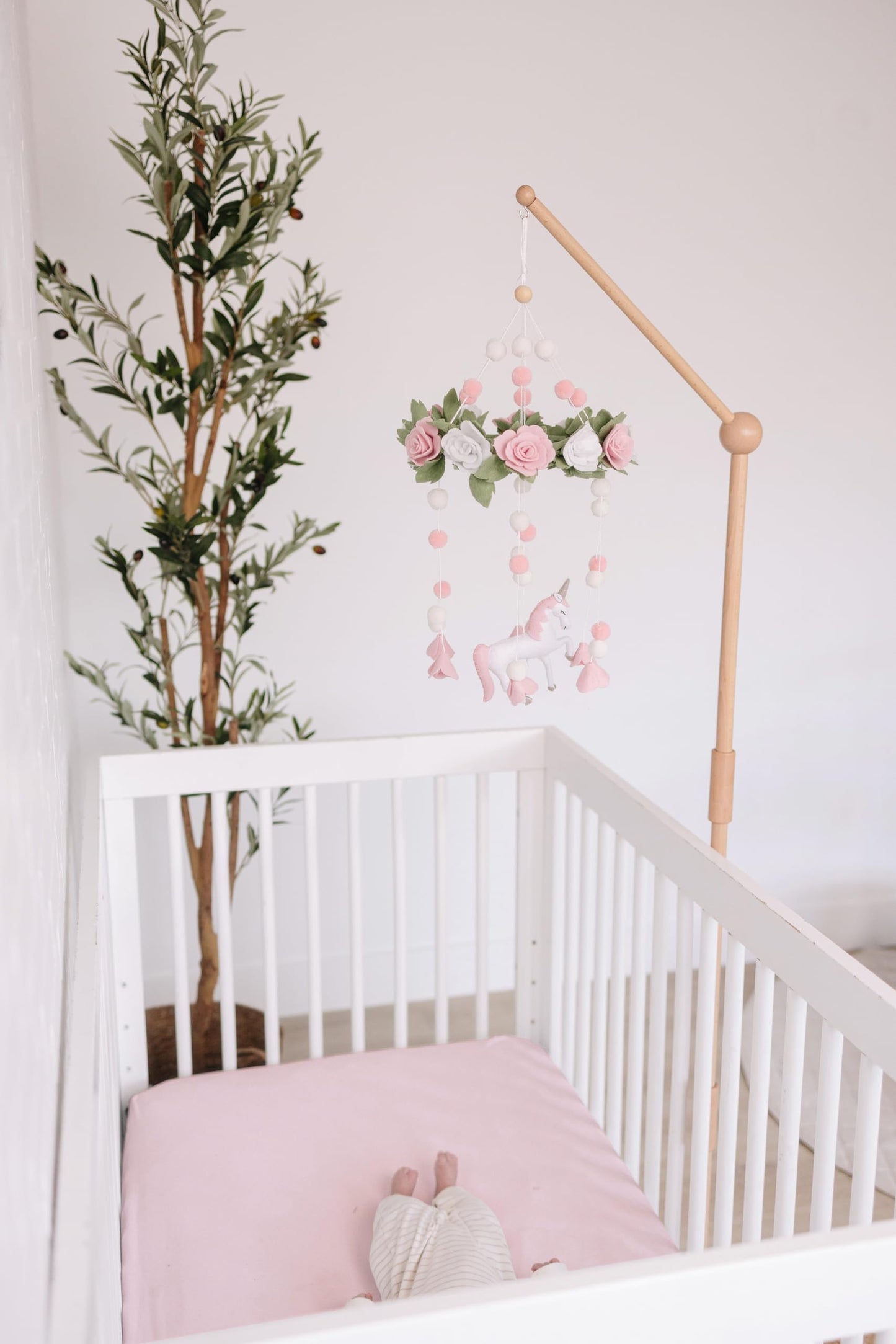 Baby Crib Mobile – Wooden Hanging Nursery Baby Mobile for Crib, Nursery Decor for Boys & Girls, Perfect Shower Gift (Unicorn Blossom) Also Fits Bassinets, Sorrel + Fern
