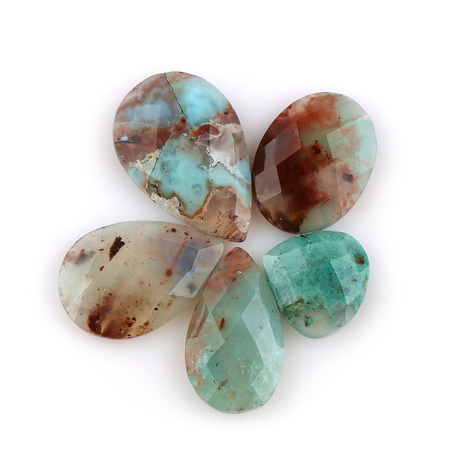 CRYSTALINES 5pcs, Natural Aquaprase Gemstone, Bulk Briolette Cut Stone, DIY Jewelry Making, Wholesale Loose Supply, Chakra Healing Crystal, Wire Wrapping, Gem Collection, AAA Grade