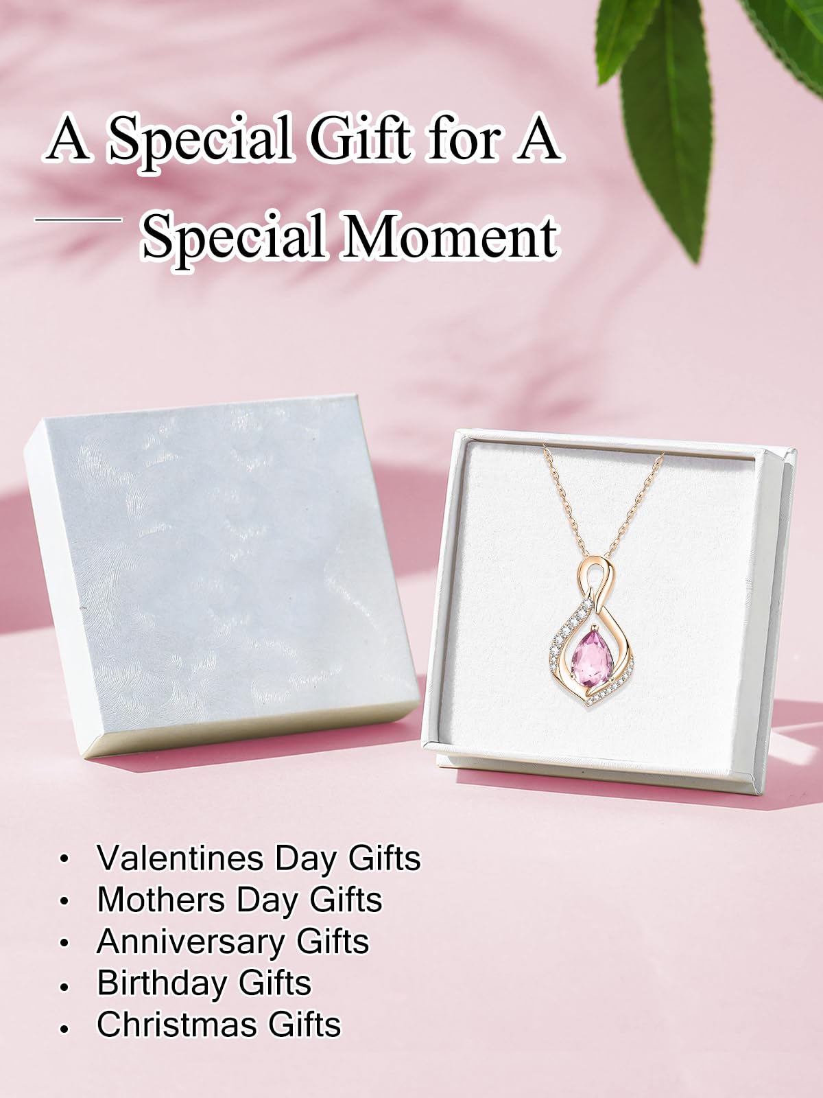 JIYVY32 Pink Tourmaline Infinity Necklace for Women October Birthstone Necklaces Rose Gold Plating Anniversary Birthday Gifts for Wife Her Mom Girlfriend Birthstone Jewelry Gifts for Women