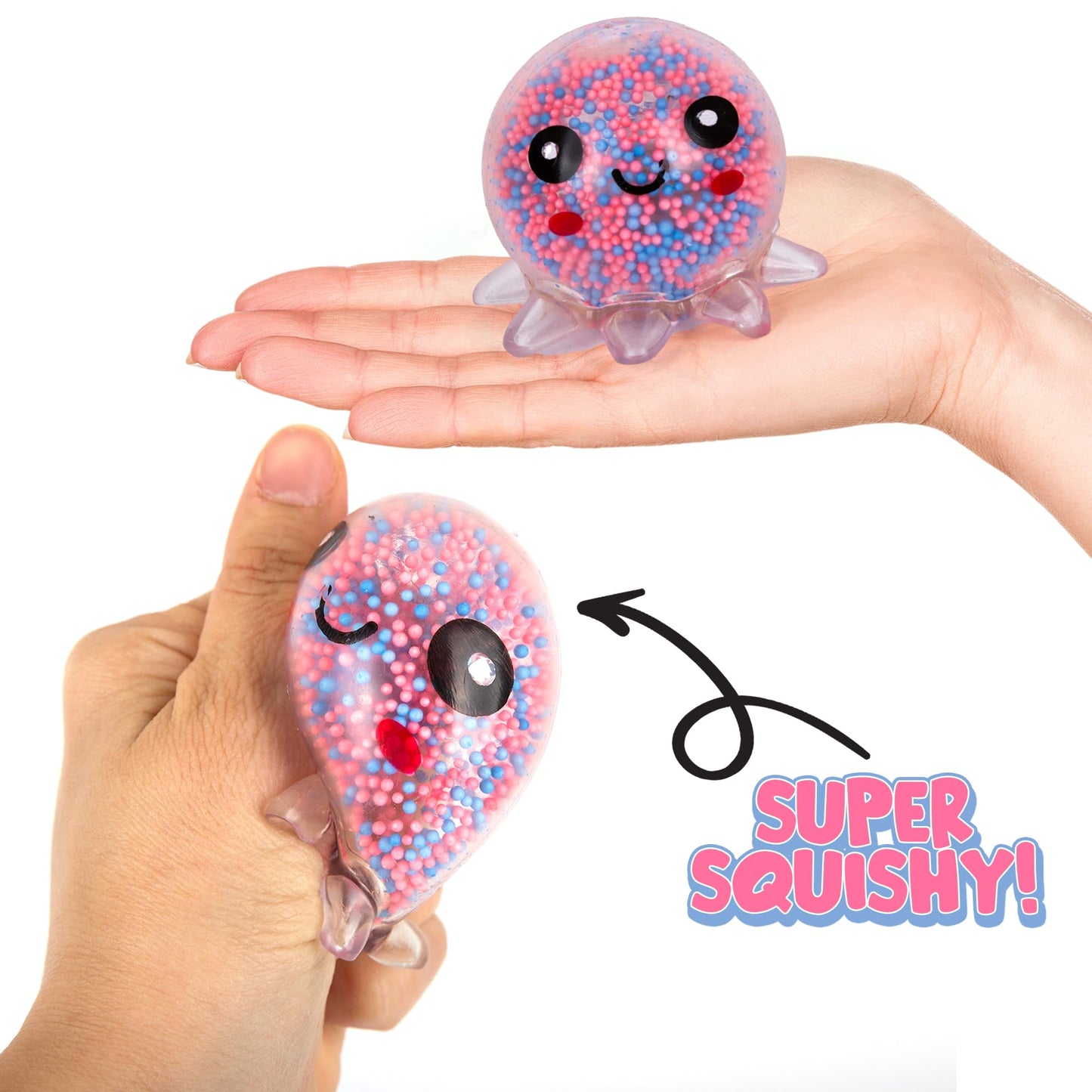 ArtCreativity Jumbo Light Up Squishy Octopus Toys – Set of 4 Fidget Sensory Toys for Kids & Adults – Glow in The Dark Toys for Autism, ADHD, Anxiety, Party Favors & Classroom Rewards