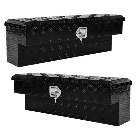 Vigorighter 36 Inch Side Mount Tool Box 2 Pack, 36"X12"X12" Aluminum Pickup Truck Side Tool Box Storage ToolBox with Lock and Keys, Black (Pack of 2)