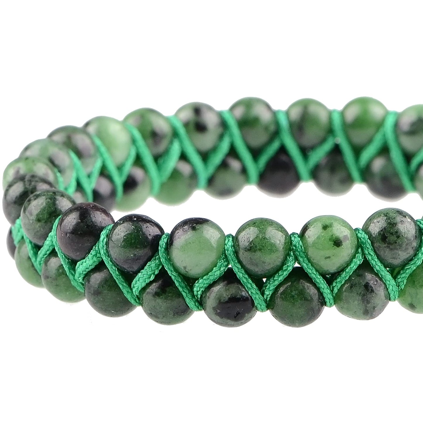 MASSIVE BEADS Double Layer Stone Chakra Healing Crystals Bracelet Yoga Beads Meditation Relax Anxiety Bangle for Unisex Women Men (Ruby Zoisite, 6mm)