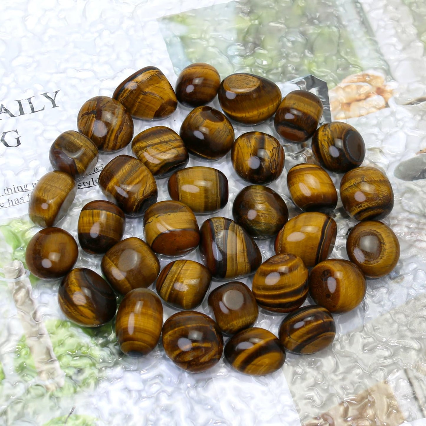 Namzi Tumbled Polished Natural Tiger's Eye Stones for Tumbling, Cabbing, Fountain Rocks, Decoration, Polishing, Wire Wrapping, Wicca & Reiki Healing Crystals(10 Pcs)
