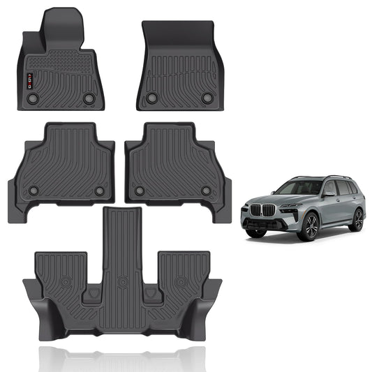 KELCSEECS Floor Mats Custom for 2026 2025-2019 BMW X7 40i, M50i, M60i (only fit 6 Passenger) Car Mats TPE Odorless Automotive Floor Liners BMW X7 Front& Rear& 3rd Row Accessories