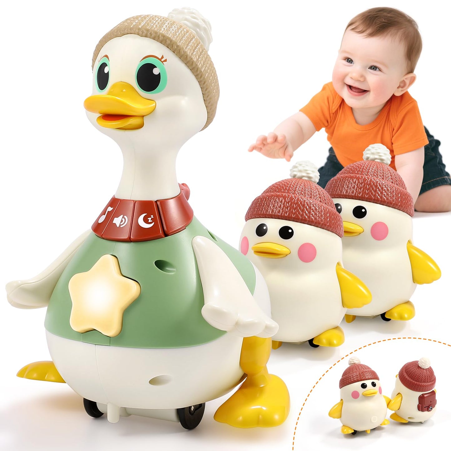 LUDILO Infant Baby Toys 6-12 Months: Musical Crawling Duck Toy Must Have 6 7 8 9 10 12 18 Month Old Baby Toy 6-12-18 Month Newborn Tummy Time Toys for 1 Year Old Boy Girl Gifts Stocking Stuffers