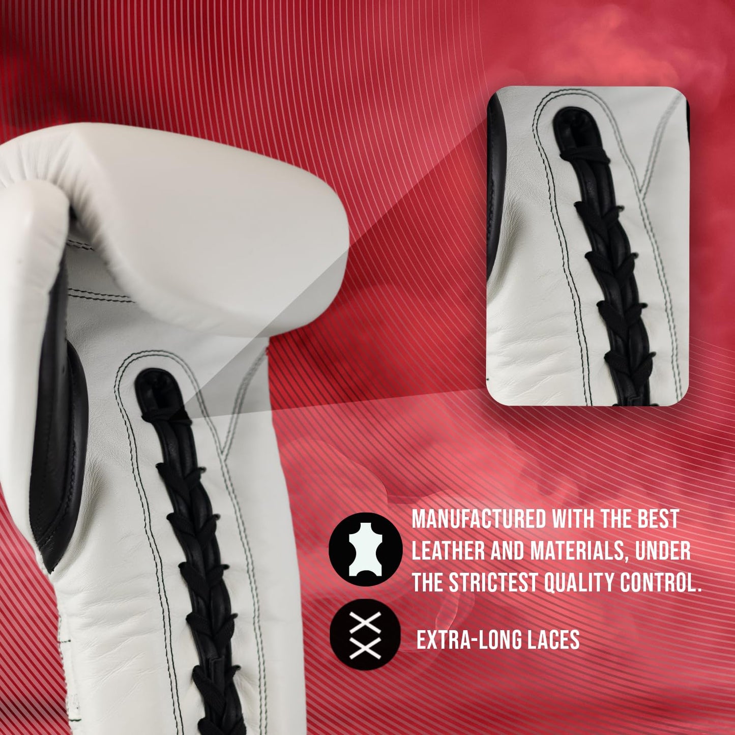 CLETO REYES Traditional Professional-Grade Boxing Gloves with Laces for Training, Sparring and Heavy Punching Bags for Men and Women, MMA, Kickboxing, Muay Thai, 16oz, Solid Gold CRE