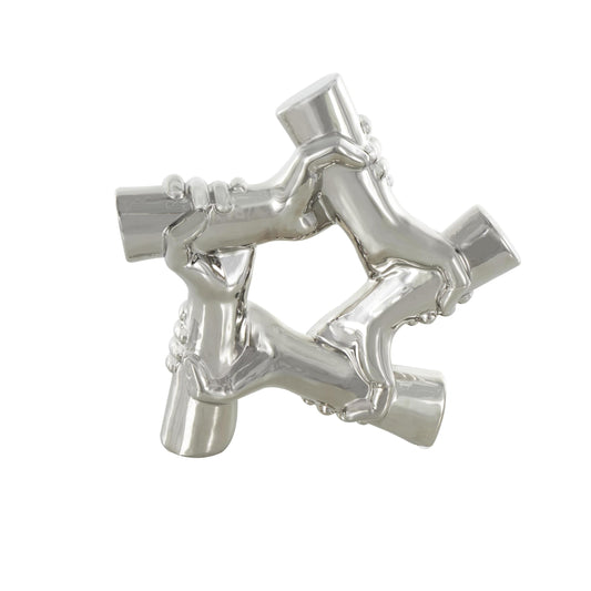 Deco 79 Ceramic Hands Decorative Sculpture Gripping Home Decor Statue, Accent Figurine 13" x 4" x 13", Silver