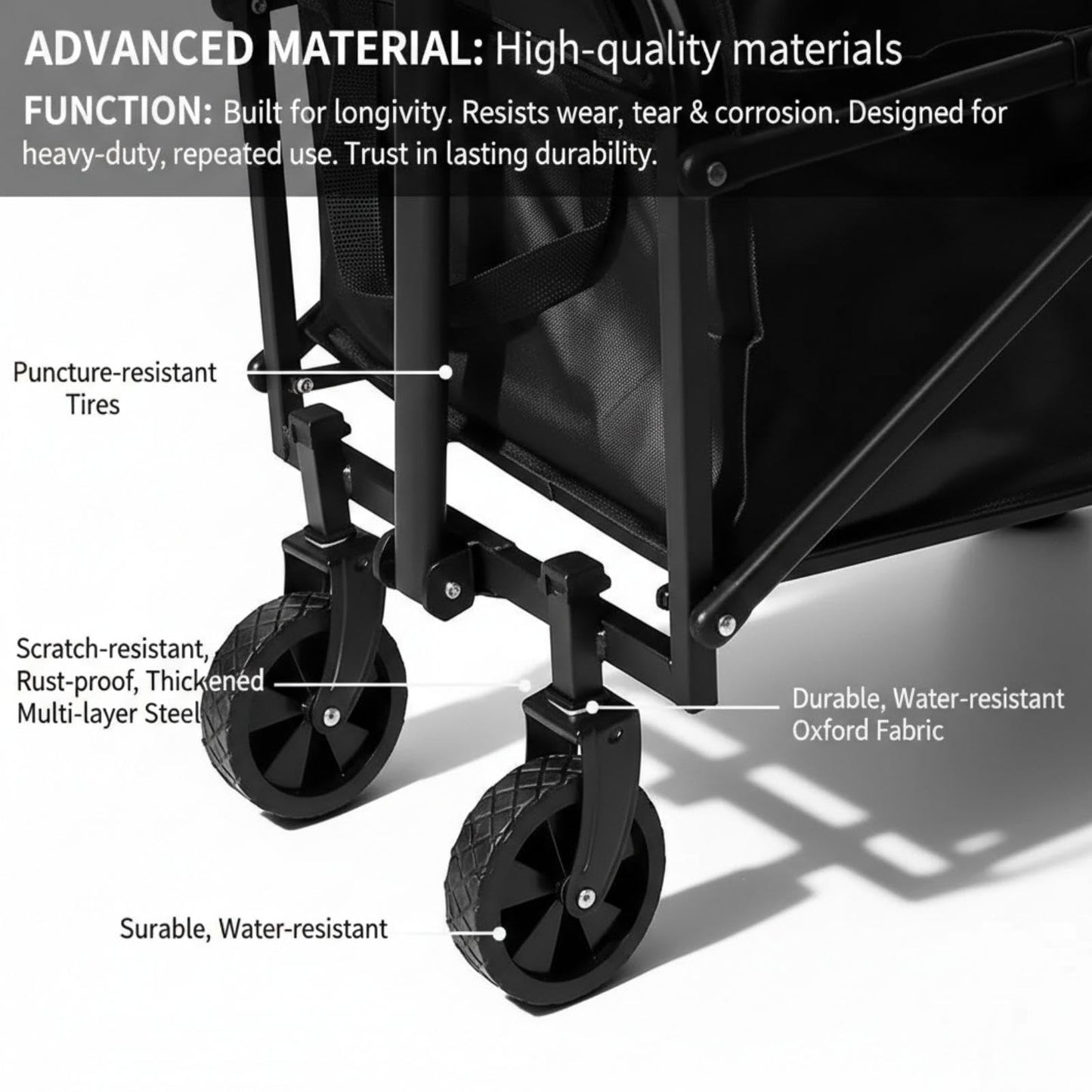 Opkkcun 120L Small Collapsible Wagon Cart Foldable Garden Cart with All Terrain Wheels, Lightweight Portable Utility Wagon for Beach, Camping, Grocery, Shopping, Outdoor Sports