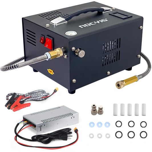NDCYJG Pcp air compressor 4500PSI Portable Pcp Compressor 12V Dc/110V Ac Pcp Airgun Compressor Manual-stop w/External Power Adapter Built-in Fan Suitable for Paintball Air Rifle Scuba Bottle