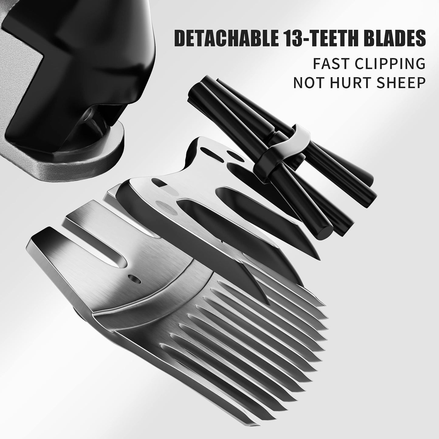 Dragro 500W Cordless Sheep Shears, Professional Electric Sheep Shearing Clippers with 2 PCS Rechargeable 2 Ah Lithium Battery, Heavy Duty Animal Clippers for Alpacas Goats Cattle Farm Livestock Pet
