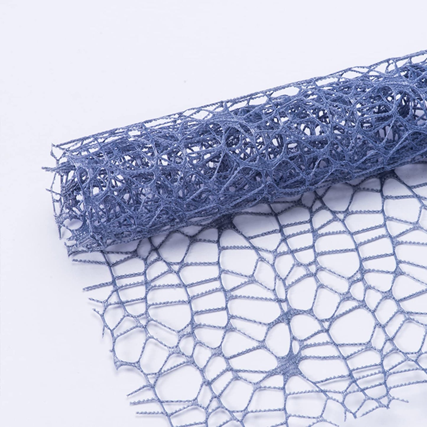 Korean Jacquard Net Mesh Openwork Floral Wrapping Paper 1 Roll Florist Supplies Flower Bouquet Wrapping Paper Floral Supplies for Fresh Flowers, 50cm x 5 Yard (Smoke Blue)