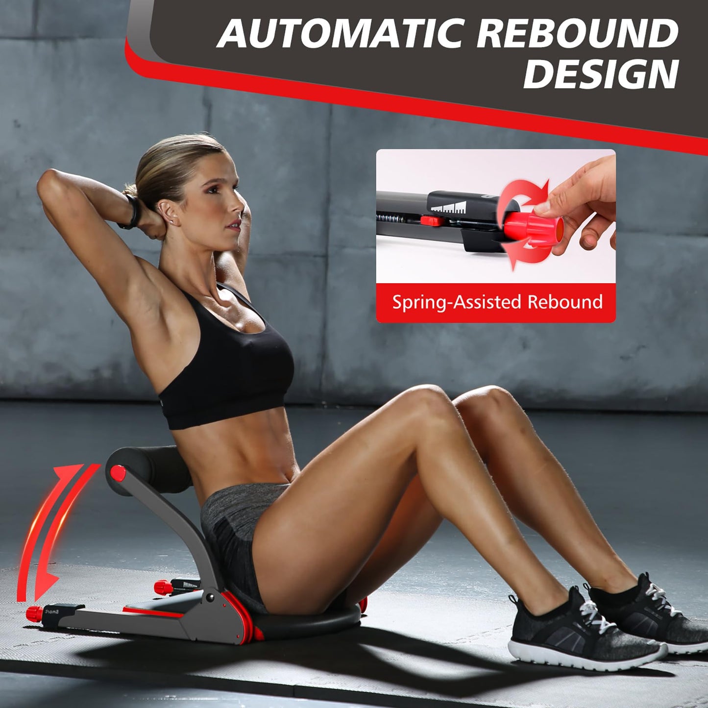 Wonder Core Smart - Ab Workout Equipment, Sit Up Machine & Exercise Equipment, Ab Crunch Machine for Stomach Workout, Ab Core Trainer Abdominal Machine, Fitness Equipment for Home Gym (Red)