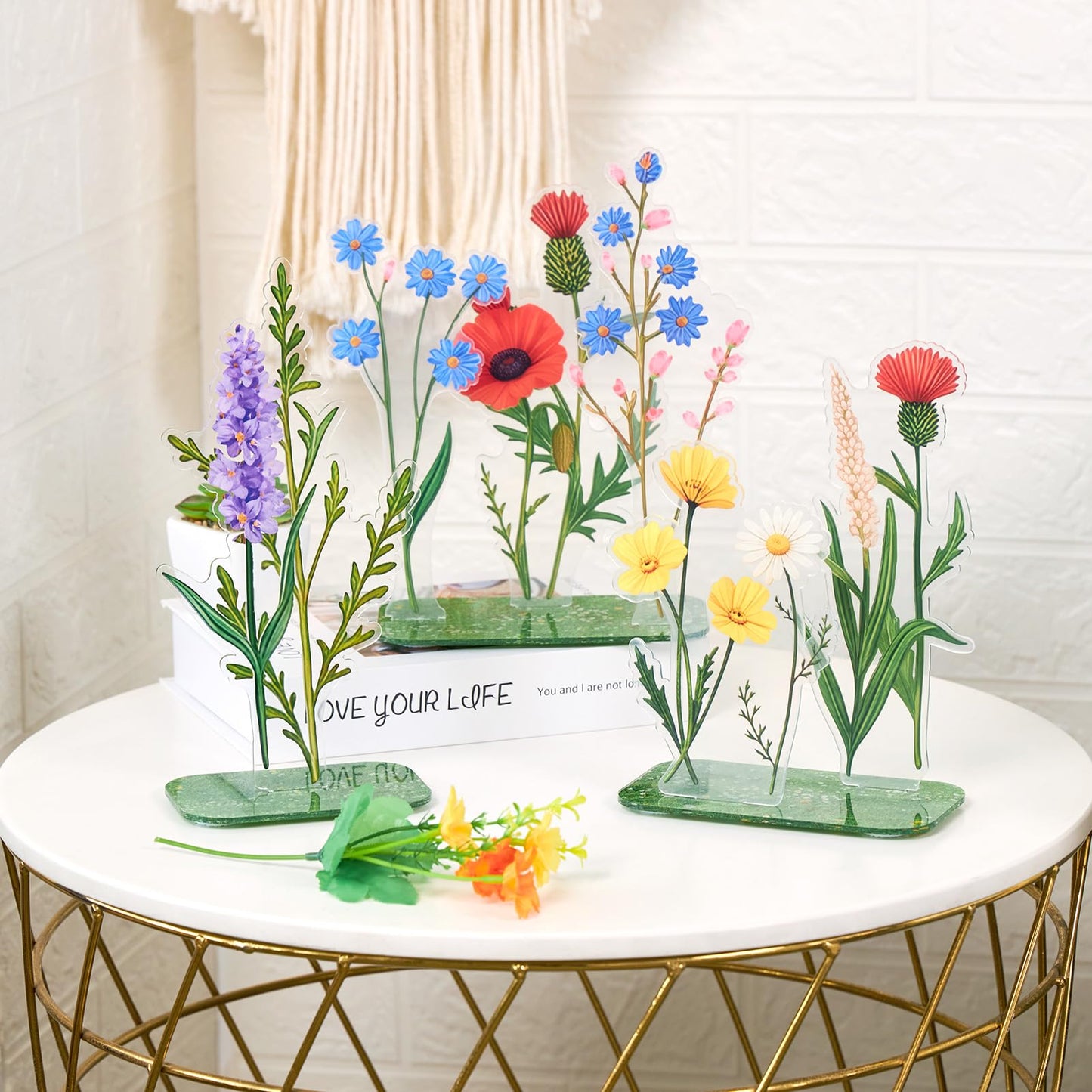 OBBOLO Acrylic Flower Table Centerpieces, Set of 3 Decorative Clear Acrylic Floral Centerpiece Stands for Birthday Wedding Party Home Table Decoration