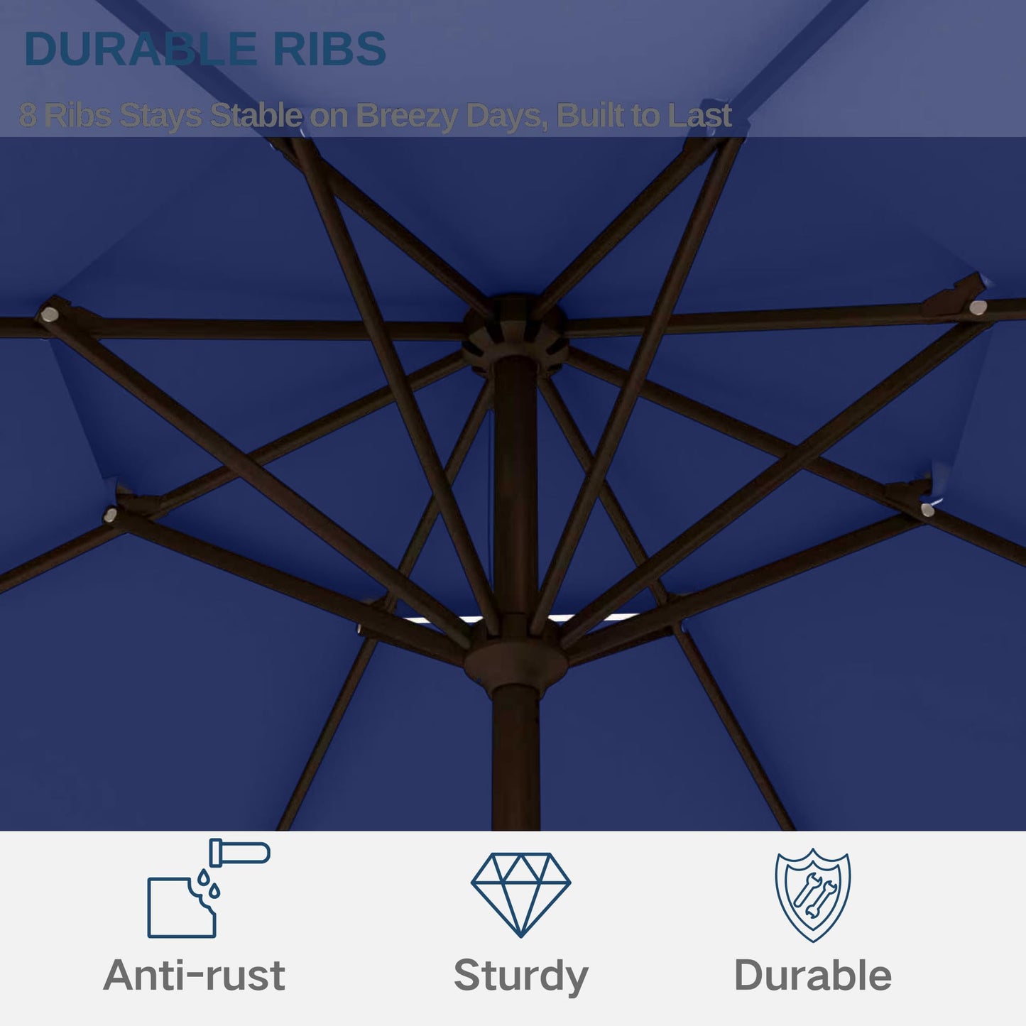 Tobeos 9ft 2-Tiers Patio Umbrella,Outdoor Market Table Umbrella with Push-Button Tilt & Crank | UV Protection,Suit for Backyard,Garden,Pool,Deck(Navy)