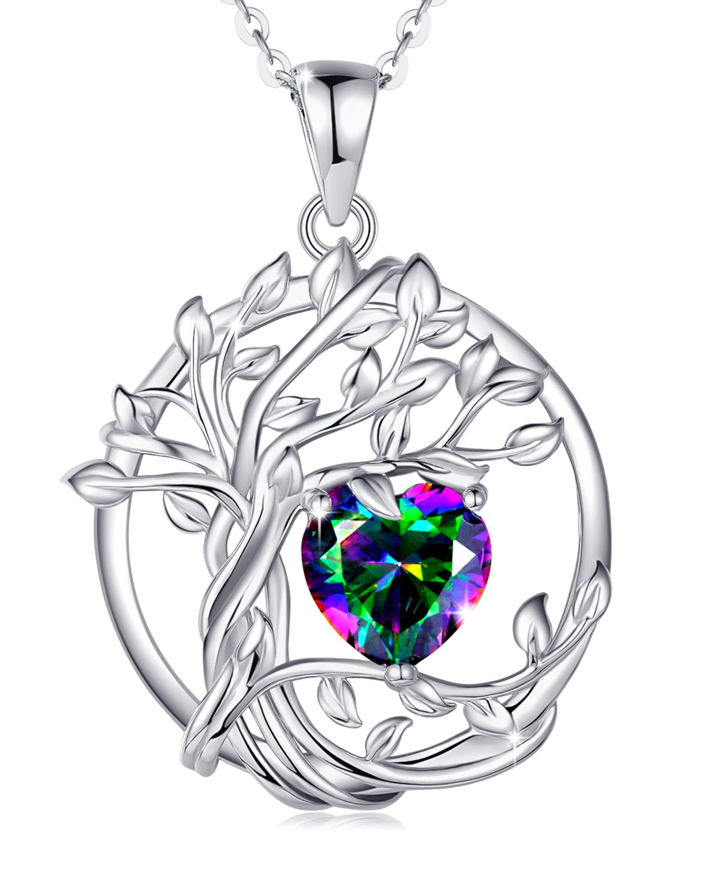 FANCIME Tree of life Birthstone necklace for women Sterling Silver Tree Jewelry Alexandrite Pendant June Birthstone Necklace Gemstone Birthday Mothers Day Gifts for Mom Wife Her