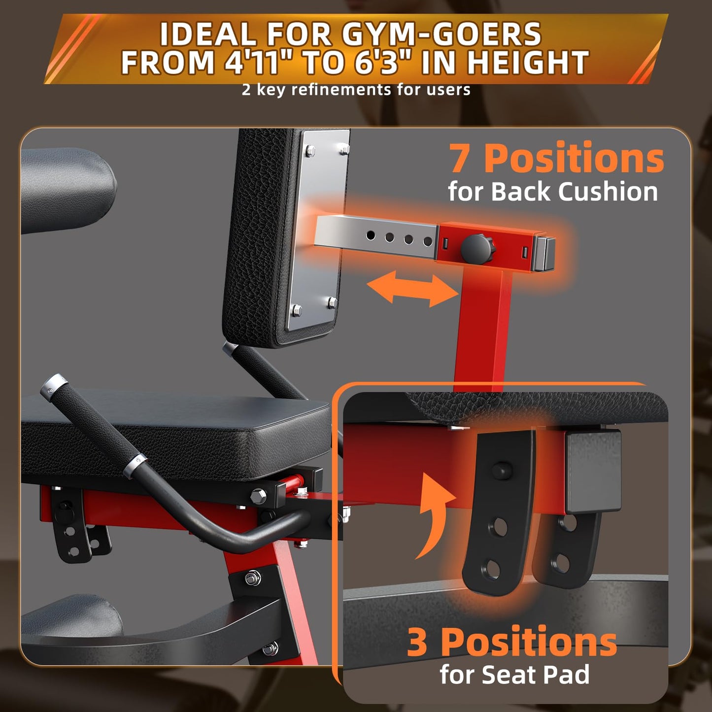 Leg Extension and Curl Lower Body Workout Machine, Heavy Duty Adjustable Leg Rotary Extension Plate Loaded Fitness Equipment for Thigh Home Gym, for 1''/2'' Weight Plates with Easy Mobility Wheels