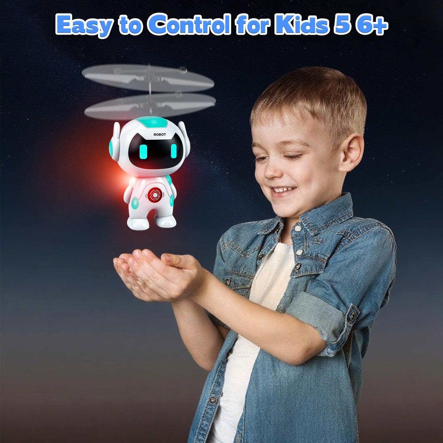 Tcvents Flying Robot Toys for Kids, Flying Ball Hand Operated Drones with LED Light Indoor Rechargeable Mini Drone Helicopter Easter Gifts for Boys Girls Age 6-8 9 10 11 12+ Years Old