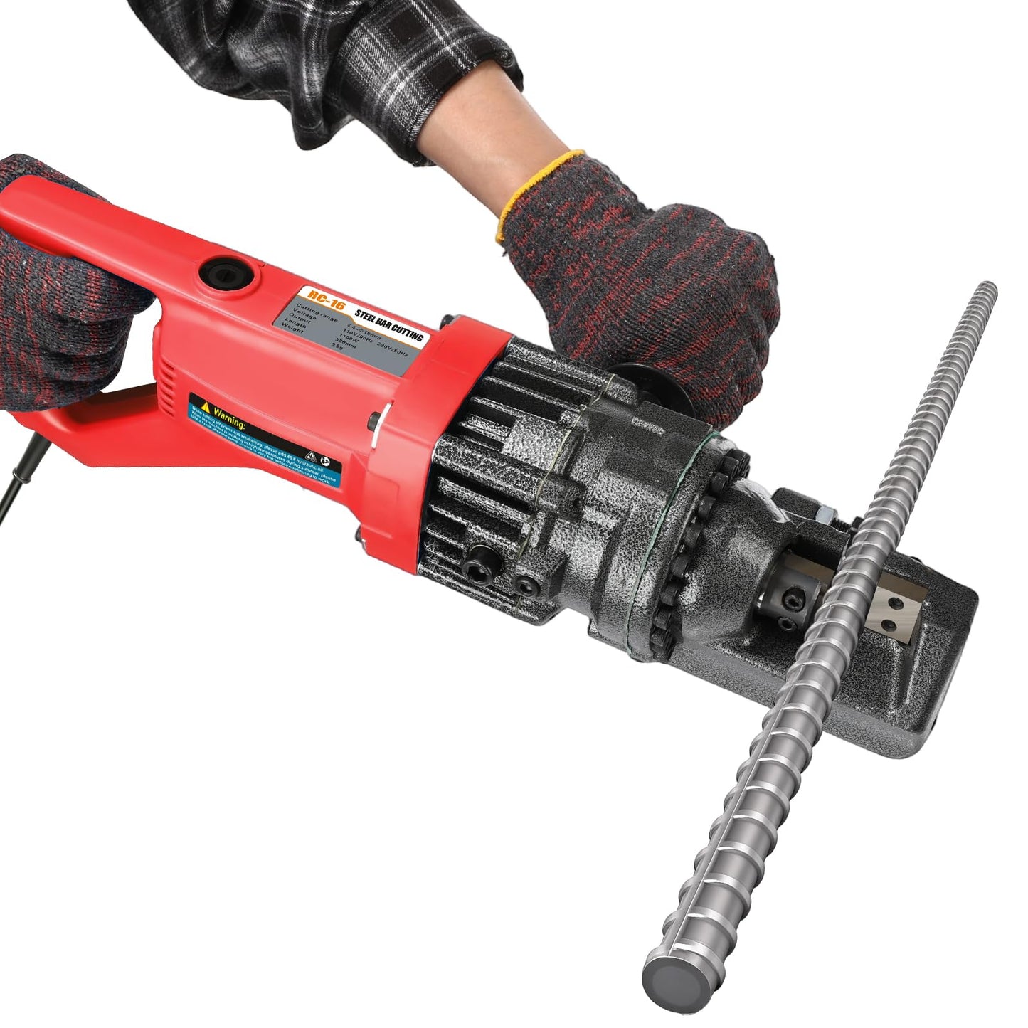 5/8 Inch Electric Hydraulic Rebar Cutter, 1100W Portable Handle Rebar Cutter, Cutting up to 4-16mm #5 Rebar within 1.5 Seconds, High Power Steel Rebar Cutter Accessories,RC-16 (Black + Red)