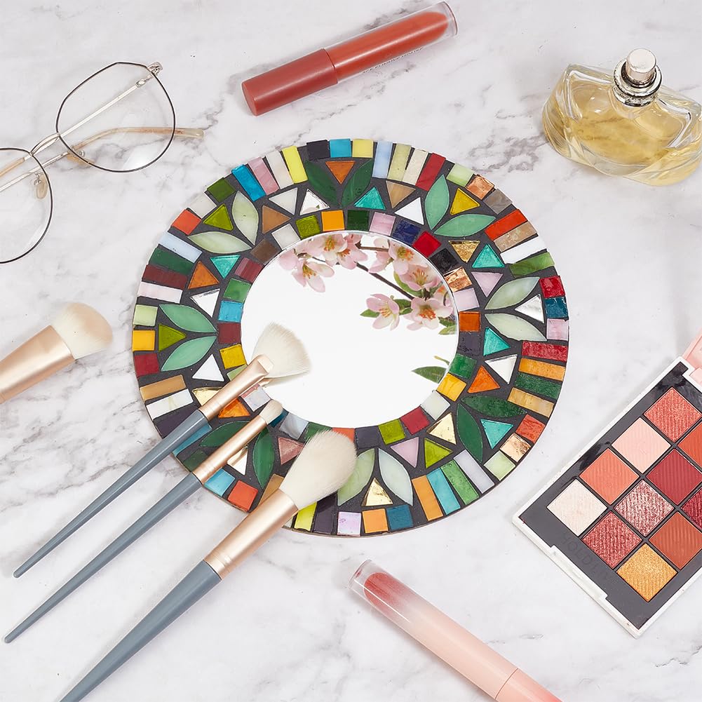 WEBEEDY Mosaic Mirror Kit Mosaic Craft Kits for Adults DIY Mirror Kit Mosaic Tile Craft Flower Mirror Mosaic Set DIY Creative Ceramic Mosaic Tiles for DIY Mosaic Christmas Valentine's Day Unique Gift