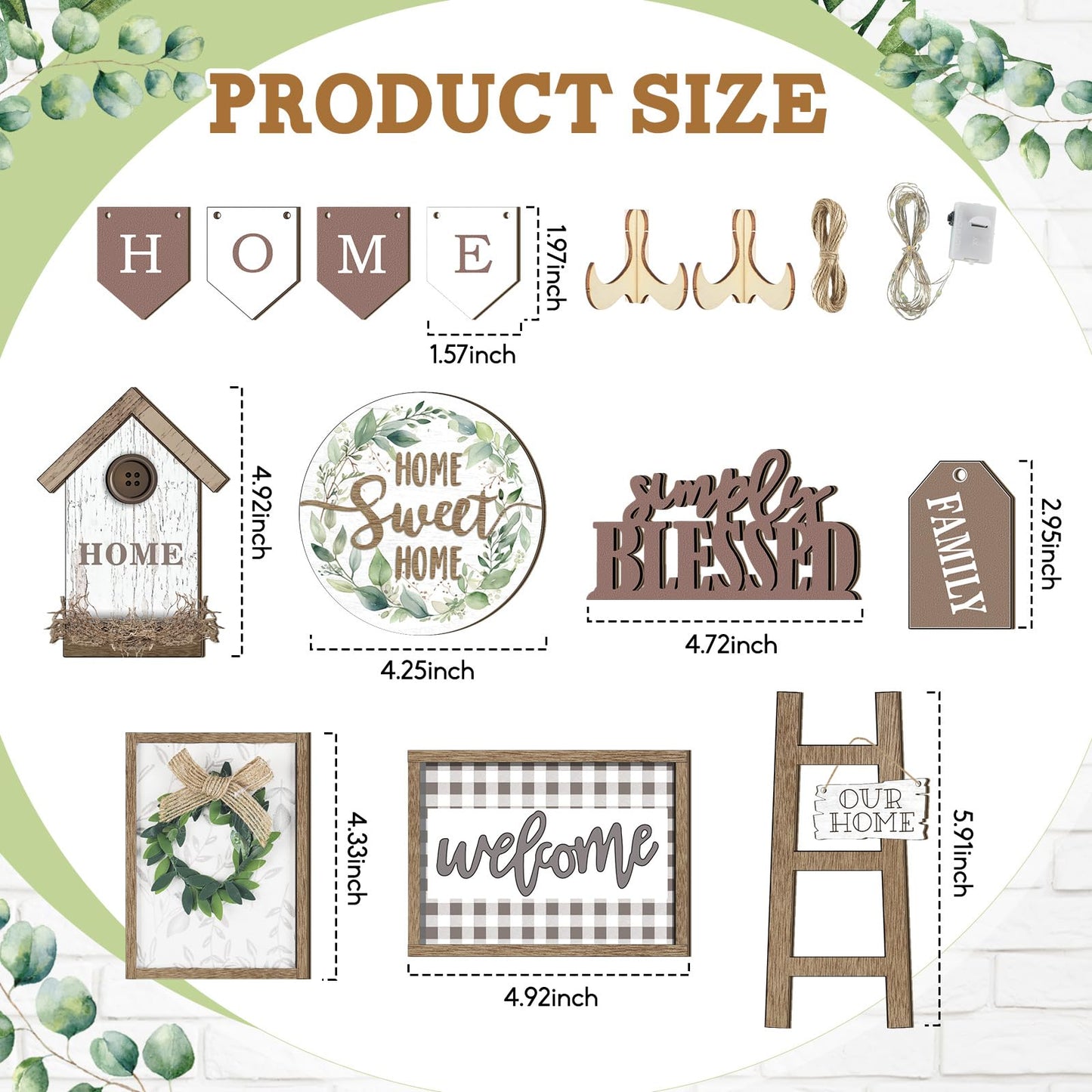 FairySandy Set of 11 Farmhouse Tiered Tray Decor Rustic Home Tiered Tray Decorations Set Wooden Signs Home This is Us Farmhouse Tabletop Wood Signs for Kitchen Table Shelf Decor