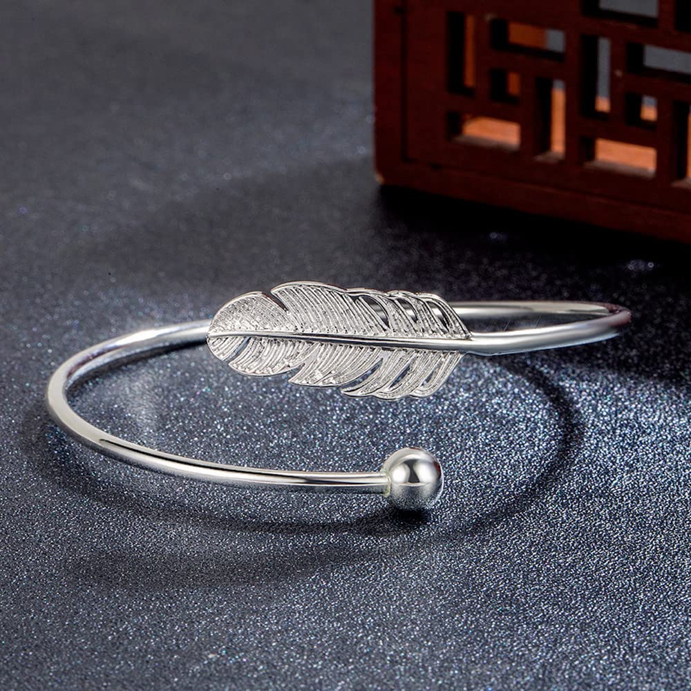 Sterling Silver Bracelets For Women 925 Sterling Silver Beads Bangle Bracelet Transfer Lucky Cuff Bracelet Adjustable Fashion Women Jewelry
