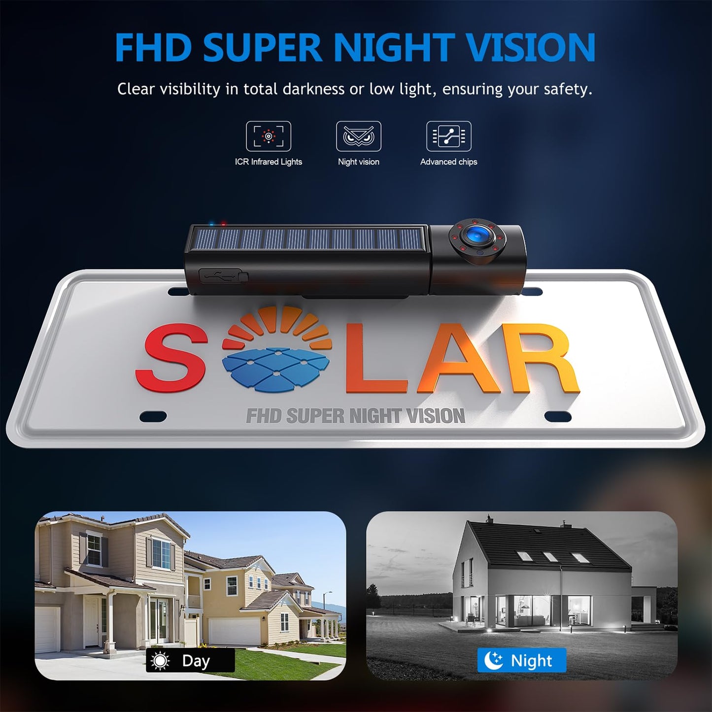 DVKNM Solar Wireless Backup Camera, 1080P 5" IPS Monitor & Auto On Off Back Up Camera, 2 Mins Easy Setup Battery Powered Night Vision Waterproof, Reverse Camera for Car SUV Truck Van Trailer