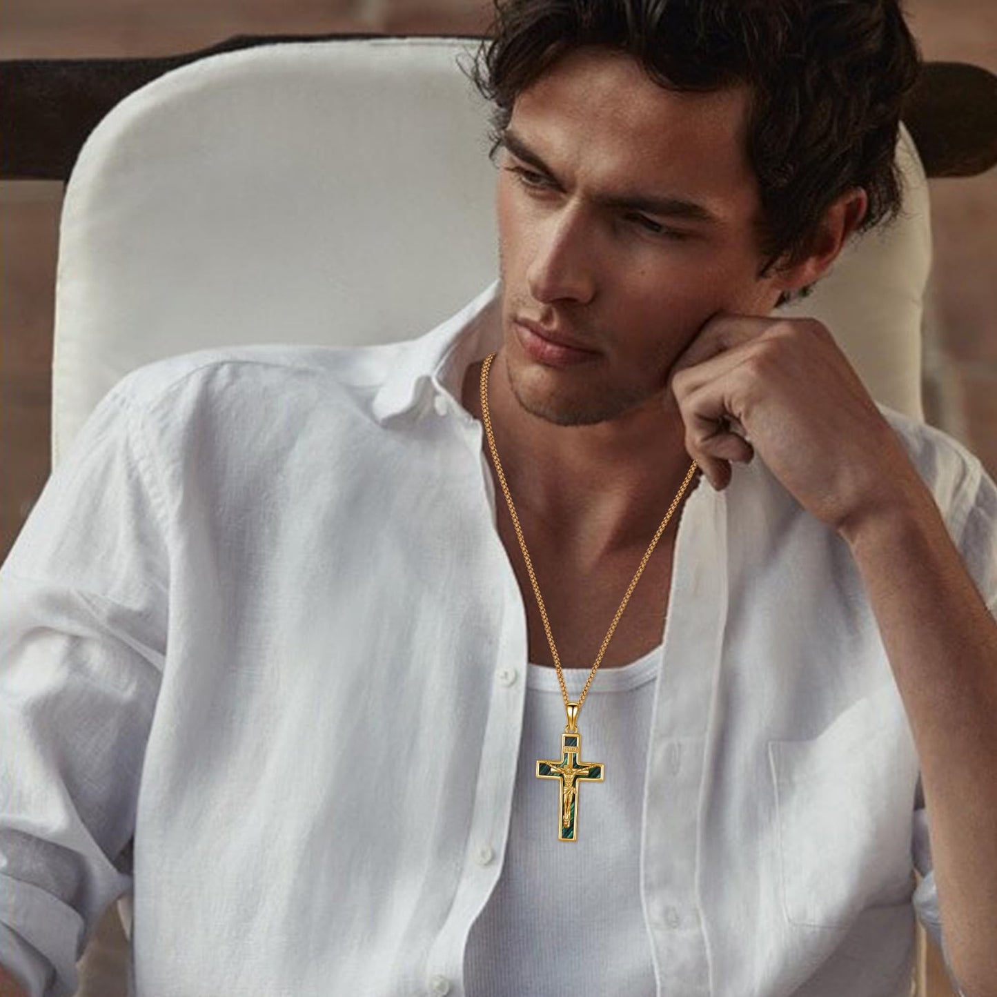 YEESIA Cross Necklace for Women Men 925 Sterling Silver Gold Jesus Crucifix Pendant Necklace with Catholic Cross Jewelry Gift for Women Men