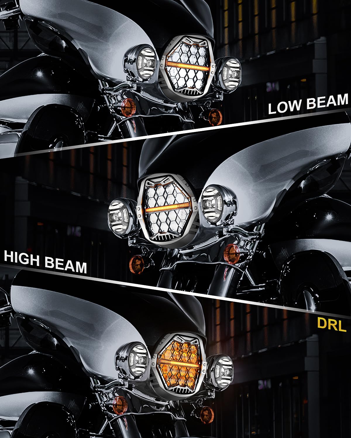 Silver 1000% Bright 120W 7'' Motorcycles LED Headlight with Amber Turn Signal Compatible with Road King Road Glide Street Glide Electra Glide Ultra Limited Trike Heritage Softail Fat Boy Yamaha