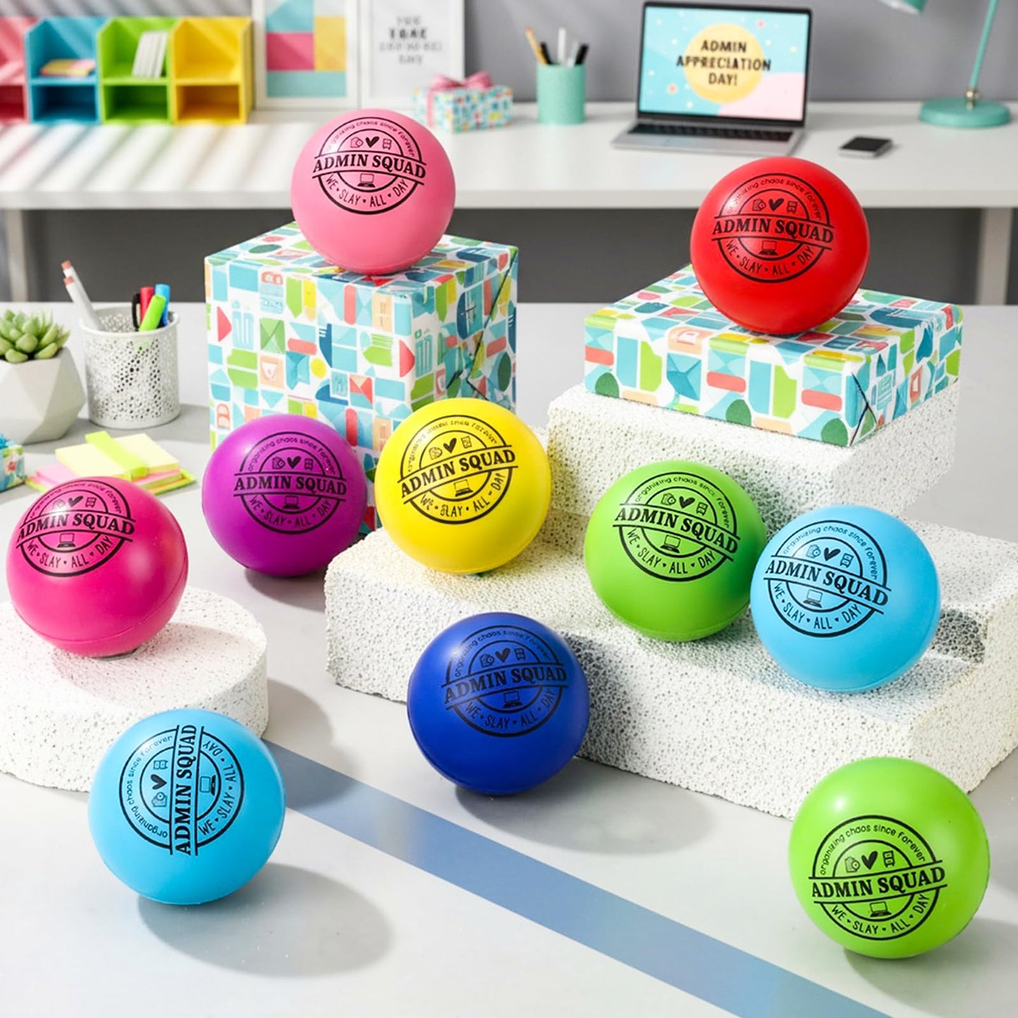 Poen 24 Pcs Administrative Professional Appreciation Gifts Admin Squad Gift Funny Stress Ball for Assistant Secretary Office School Coworkers Thank You Employees Appreciation Staff Team Desk