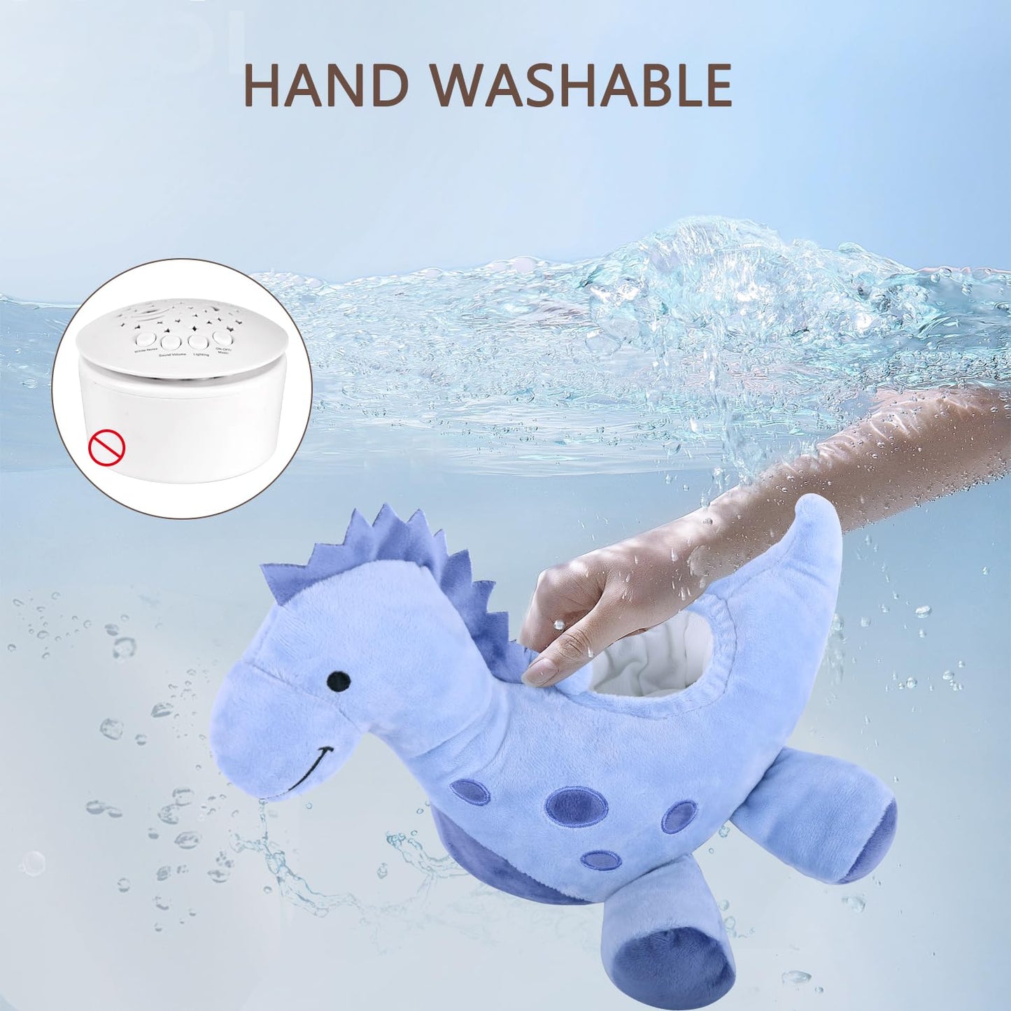 wiqins Baby Sleep Soother Cry Sensor Dinosaur Night Light Projector Baby Sound Machine Plush Stuffed Animal Toys for Boys Girls Pillow Ceiling for Toddler Lullabies & White Noise Sound