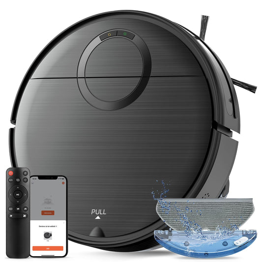 UMMUND Robot Vacuum and Mop Combo, 2 in 1 Mopping Robotic Vacuum Cleaner with Schedule, Wi-Fi/App/Remote, Strong Suction, Self-Charging, Slim, Ideal for Hard Floor, Pet Hair, Low-Pile Carpet